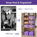 90L Clothes Blanket Storage Bags, 6 Pack Under Bed Storage Bins with Lids, Foldable Closet Organizer with Reinforced Handles for Clothing, Blanket, Comforters, Bed Sheets, Pillows and Toys, Purple