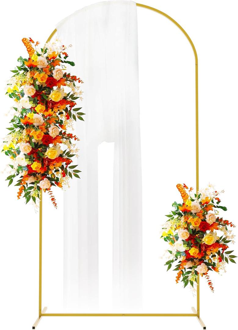 Putros Metal Arch Backdrop Stand 6.6FT Gold Wedding Balloon Arched Backdrop Stand Square Arch Frame for Birthday Party Bridal Baby Shower Ceremony Decoration