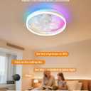 Smart Ceiling Fan with Light, 20'' Low Profile Ceiling Fan for Bedroom, RGB Ceiling Fans Works with Alexa, 4CCT Dimmable Modern Flush Mount Ceiling Fan with Music Sync&66 DIY Color Scenes,White