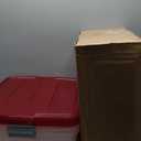 IRIS USA 33 Quart Christmas Wreath Storage Container Box with Lid, 3-Pack, Stackable Under Bed Storage Organizer Bin with Latching Buckles for 20" Wreaths Christmas Decorations Garlands, Clear/Red