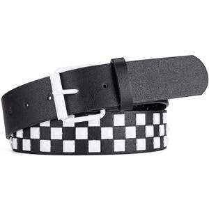 Jdlsppl Women's Faux Leather Belt Punk Rock Pyramid Stud Goth Style Spiked Casual Fashion Thick Gothic Studded Belts (White)