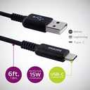 Philips USB A to USB C Cable, 15W 6Ft Type C Charging Cable for iPhone 16 Series, 15 Series, iPad Pro USB C Charger Cord, Type C Charging Power Cord, USB C Phone Charging Cable, Black, DLC4106A/37