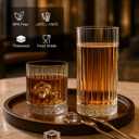 Ruckae Drinking Glasses Set of 8,15 oz and 7 oz Kitchen Water Glass Cups Set,Clear Ribbed Glassware Dishwasher Safe,Mixed Drinkware for Beer,Juice,Cocktail,Whiskey,Milk and Various Mixed Drinks