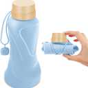 Collapsible Water Bottles,650ml,Leak Proof,Reuseable BPA Free Silicone Foldable Water Bottles,Durable Lightweight for Travel Gym Camping Hiking,Compact Size Portable Sports Water Bottle (Blue)