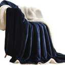 NANPIPER Sherpa Blanket Warm Blankets for Winter Super Soft Fuzzy Flannel Fleece/ Wool Like Reversible Velvet Plush Couch Blanket Lightweight(Navy Blue Throw Size 50"x60")