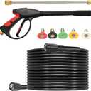 26FT Power Pressure Washer Hose with Gun Extension Wand 5 Nozzle Tips Kit