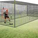 PLAYAPUT Portable Baseball & Softball Batting Cage,22FT x 12FT x 8FT Batting Cage Net With Pitching Machine Hole,Detachable Door,Target,And Guide Ropes,Easy Setup Batting Cages For Backyard,Park,Field