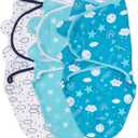 The Peanutshell Baby Swaddle Set for Boys or Girls - Unisex 3 Pack- Cloud & Stars (Medium/Large | 3-6 Months)