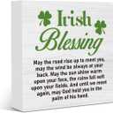 St. Patrick's Day Table Decoration Irish Blessing Shamrock St Patrick's Day Tiered Tray Decor for Home Farmhouse Bedroom Bathroom Dining Room Office Wooden Sign 5 X 5 Inches