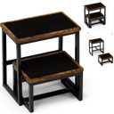 Step Stool for Adults,Holds up to 500Lb,3 in1 Heavy Duty Sturdy Two StepStools for Kichen/Bathroom/High beds, Wooden&Metal Frame, Non-Slip Pads