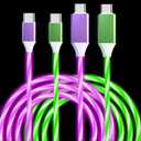 2 Pack Light up USB C to USB C Cable Fast Charging Cable LED Type C Charger Cord for iPhone 15 Series,MacBook Air,iPad Pro,Pixel,Samsung Galaxy S23/S24 39inches (Green&Purple)