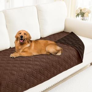 Smiry Reversible Waterproof Couch Covers for Sofa, Washable Dogs Pet Couch Covers for 3 Cushion Sofa Pet Friendly, Water Resistant Furniture Protector Slipcover, Geometric (30"x70", Brown/Chocolate)