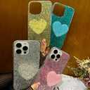 Case for iPhone 13 Case Glitter Bling for Women Girls Sparkle Cover, with Love Kickstand Holder Protective Gel Case 6.1 inch (Green)