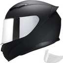 Full Face Motorcycle Helmet WS-607 DOT Approved Motorbike Racing Street Bike Helmets for Adults with Visor (Large, Matte black-S)