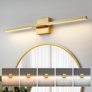 CCYCOL Gold Bathroom Vanity Light Fixtures - 30 inch Rotatable Modern 5CCT LED Vanity Lights for Bathroom Lighting Fixture Over Mirror Dimmable Bathroom Wall Sconce