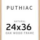 puthiac 24x36 Solid Oak Wood Picture Frame, 24 x 36 Poster Frames for Wall, Vertical or Horizontal, Plexi Front, 1 Pack, Natural Oak