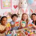 24 Pack Kids Easter Cards for Classroom Exchange - Bubble Gum Machine Design with Round Holders, DIY Bunnies Eggs Chick Candy Cards for School Spring Party Favors, Gifts, Crafts & Rewards (6 Styles)