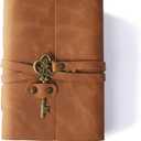 Leather Journal 5"x 7" Genuine Leather Notebook Journal with Key for Men/Women Giftable Box- 200 Line Pages Vintage Leather Bound Journal for Diary Travelling (Light Brown)