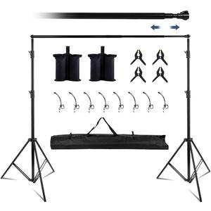 Kate Backdrop Stand Kit for Photography, 10x8.5ft(WxH) Adjustable Heavy Duty Photo Background Stand with 8 Clamps and 2 Sandbags, Back Drop Support System Stand for Backdrop Parties
