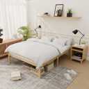 Bamboo Bed Frame Full Size Wood Platform Bedframe Solid Stable with Non-Slip Slats Support Tall Bed No Box Spring Needed Heavy Duty Easy Assembly Noise Free Nature