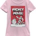 Disney Characters Mickey Band Comic Girl's Solid Crew Tee (S)