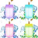Cunhill 4 Pieces Ice Cream Water Bottles with Strap Kids End of Year Gift for Student Kawaii Drinking Purse Ice Bar Transparent Jug Cup for Camping Sports Shopping