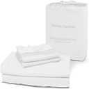 Femini Fashion 100% Organic Cotton Bed Sheets Certified 800-Thread-Count, 24-Inch Deep-Pocket, Crisp 4-Piece Bed Sheet Set (1 Flat Sheet, 1 Fitted Sheet, 2 Pillowcases) - Queen, White