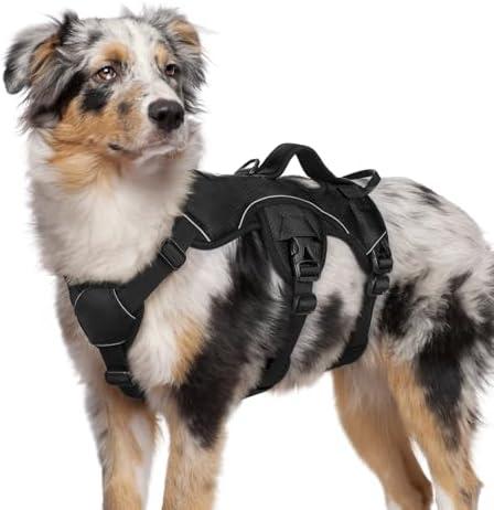rabbitgoo Escape Proof Dog Harness, Soft Padded Full Body Pet Harness, Reflective Adjustable No Pull Vest with Lift Handle and Leash Clip for Large Dogs Walking Hiking Training, M, Black