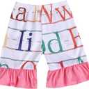 Toddler Girls Shorts Back to School Dance Under Dress Girls Pants 2-8Y (7-8 Years, Letter)