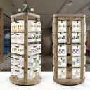 Wood Rotating Earring Display for Vendors, Wooden Jewelry Display for Vendors with 30 Removable Hooks 5 Tier Tabletop Necklace Display Stand Key Chain Display