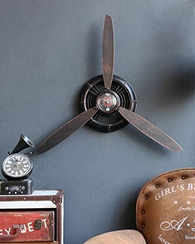 AOROTOE Metal Wall Decor Art Antique Airplane Propeller Aviation Wall Clock for Living Room Bedroom Rustic Wall Sculptures Brown 29.5×26.4 inches