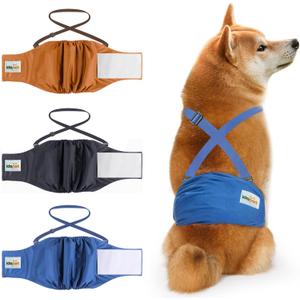 Idepet Belly Bands for Male Dogs with Suspender Detachable, 3 Pack Male Dog Belly Bands Washable Doggie Boy Diapers Reusable Male Pee Wraps for Small Medium Dog M