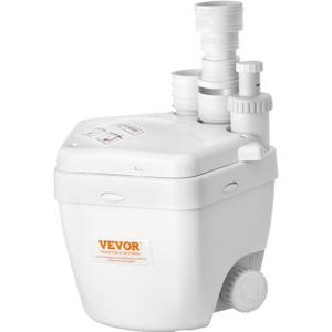 VEVOR Utility Sink Pump, 1 HP, 2200 GPH Under Sink Pump with 3 Water Inlets 1 Outlet, 36 ft Max Lift, Cast Aluminum Motor, Macerating Toilet System, for Sink Shower Wash Bin Urinal Kitchen Basement