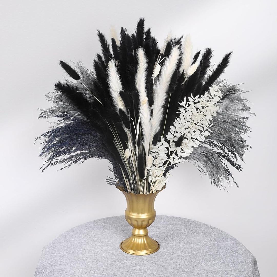 102PCS Black Pampas Grass Decor, Grey White Natural Dried Pampas Grass Bulk, Boho Home Decor Bouquet, Black and White Dried Flowers Decor, Halloween Wedding Floral Arrangements Vases Decorations 102PCS Black Pampas Grass Decor, Grey White Natural Dried Pampas Grass Bulk, Boho Home Decor Bouquet, Black and White Dried Flowers Decor, Halloween Wedding Floral Arrangements Vases Decorations