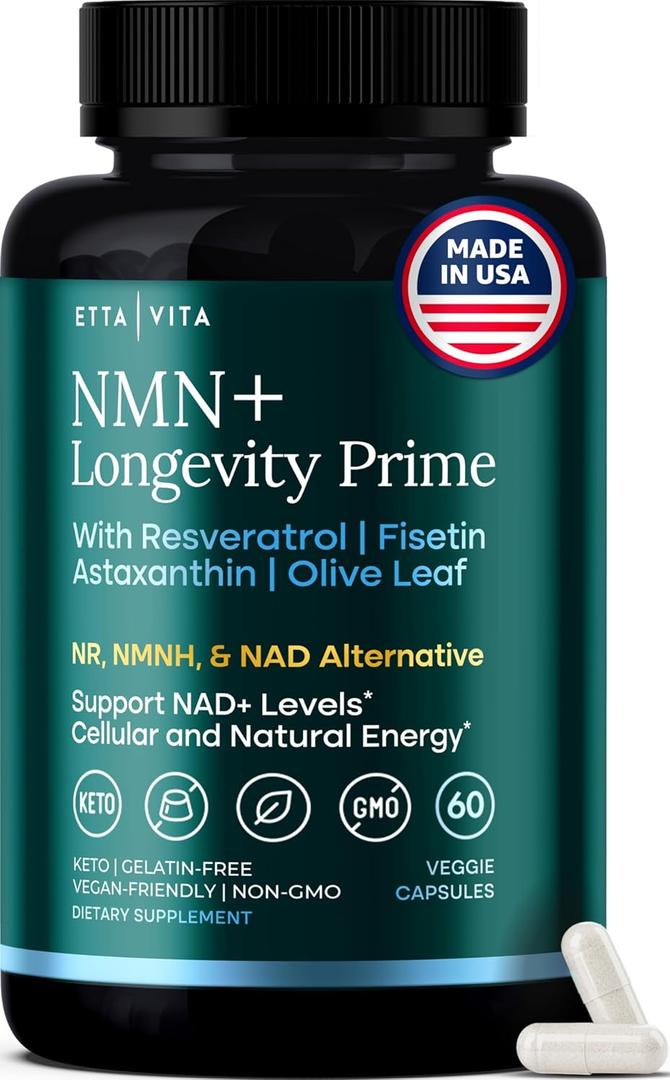NMN Supplement (5-in-1) with Resveratrol for NAD+ & Cellular Support, 60 Ct. Best by:04/2028