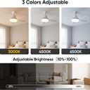 Socket Fan Light with Remote,24" Screw in Ceiling Fan Lights with 3 Colors Dimmable,3 Speed,2500 Lumens,Portable E26 Light Bulb Fan for Bedroom,Dining Room,Kitchen,Laundry Room,Garage.White