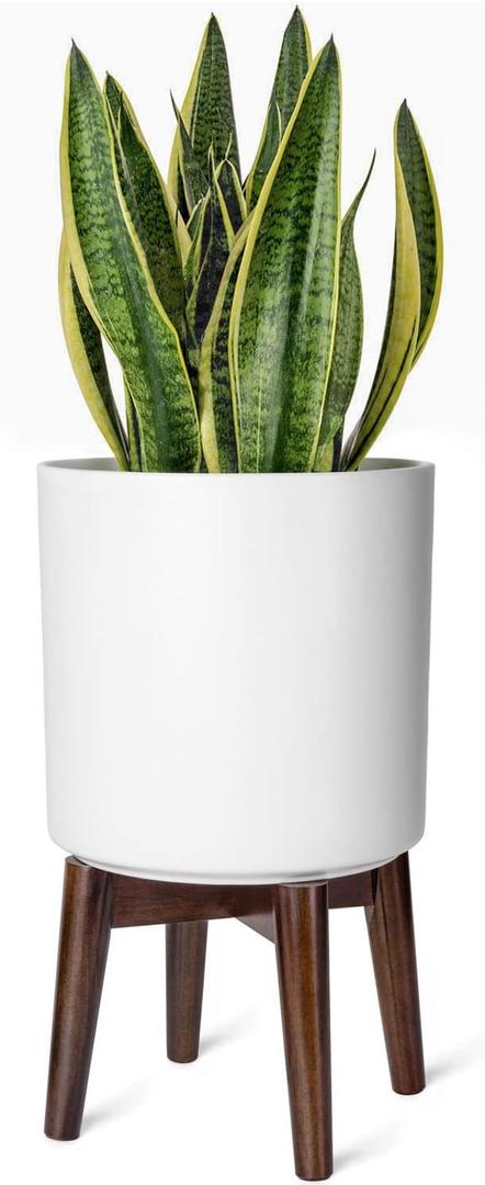 Mkono Plant Stand Mid-Century Modern Plant Stand Indoor (Plant and Pot NOT Included) Flower Pot Holder Home Decor, Dark Brown