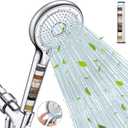 FEELSO Filtered Shower Head with Handheld, High Pressure 6 Spray Mode Showerhead with Filter, 15 Stages Water Softener Filters Beads for Hard Water-Remove Chlorine, Reduce Dry Itchy Skin, Extra Filter (Chrome)