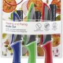 Zyliss 3 Piece Peeling & Paring Knife Set with Covers - Kitchen Knives for Fruits & More - Ideal for Kitchen Collections - Blue, Green, & Red