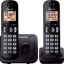 Panasonic Cordless Phone, 1.6" Backlit Display, Call Block, Speakerphone, 10 Hours Talk Time, 2 Handsets - KX-TGC202B (Black)