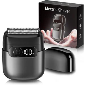 Electric Razor for Men, Foil Shaver and Beard Trimmer for Dry and Wet,Battery LED Display USB-C Fast Charge, IPX7 Waterproof Portable Travel Shaver (Charcoal Black)