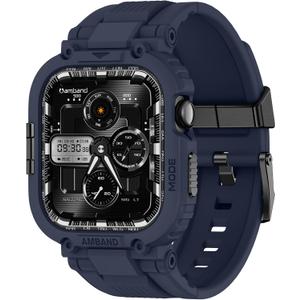 amBand for Series 11/10 Fits Apple Watch Bands Case 46mm Men, M1 Sport Durable Bumper compatible with iWatch 46 mm, Waterproof Gym Workout Accessories for Running Swimming Boating - Navy Blue