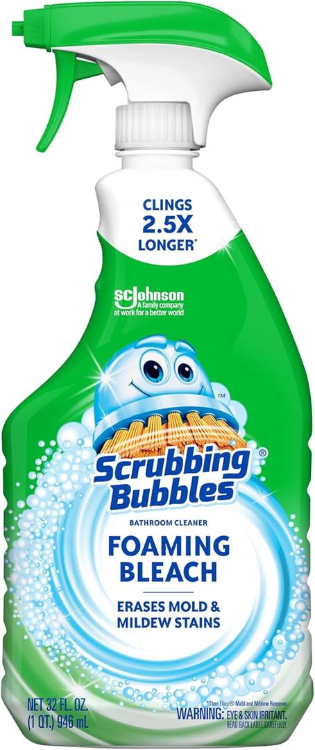 Scrubbing Bubbles Foaming Bleach Bathroom and Shower Cleaner Disinfectant Spray, Helps Erase Mold & Mildew, 32oz (32 Ounce (Pack of 1))