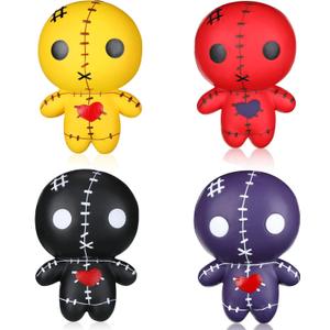 4 Pcs Voodoo Dolls Ghost Creepy Doll Stress Relief Toy Slow Rising Spooky Gifts for Halloween Birthday Christmas Party Gift Supplies Decoration