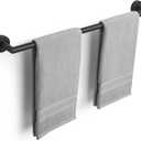 JunSun Matte Black Bath Towel Bar 24 Inch Bathroom Towel Rack Hand Towel Holder Modern Home Decor Towel Rod Bathroom Hardware Black Towel Hanger Towel Rail Towel Shelf Single Towel Bars Wall Mounted