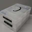 MyGift 11 Inch Clear Plastic Storage Box Container, Arts and Crafts Sewing Supplies Organizer Case with Black Accents, 24 Customizable Compartments, and 6 Drawers with Removable Dividers