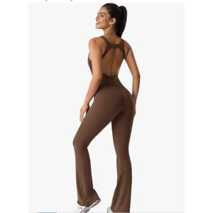 Yvette Women's Backless Jumpsuits Built in Bra Gym Workout Yoga Rompers Flare Leggings Bodycon Bodysuits,Small Yvette Women's Backless Jumpsuits Built in Bra Gym Workout Yoga Rompers Flare Leggings Bodycon Bodysuits,Small