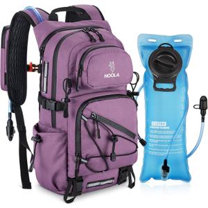 NOOLA Hydration Backpack with 3L Water Bladder - 22L Water Backpack for Hiking, Cycling, Running, Biking - Lightweight Hiking Pack Bag with Rain Cover, Phone Holder and Trekking Pole Holders, Purple