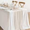 Ling's Moment 10Ft Nude Sheer Chiffon Like Table Runner Champagne Tulle Table Runner with Silver Sparkle for Elegant Wedding Rustic Boho Party Bridal Shower Beige Decorations Birthday