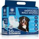 American Kennel Club Male Dog Wrap, Disposable Diapers with Wetness Indicator, Large, 50 Count (L Waist 25 - 29.5 In)